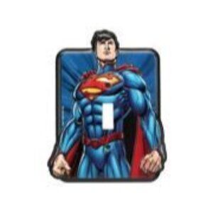 Superman Embossed Tin Light Switch Plate Cover 4.5" W X 5.8" H X 0.5" D Justice